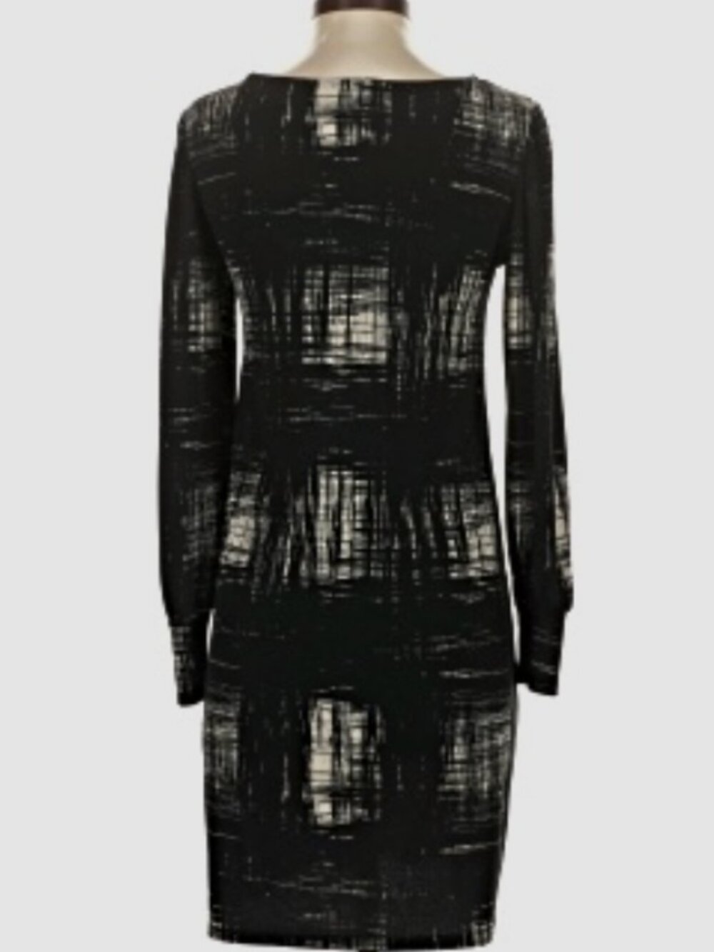 NWT Leota NYC Black and Cream Sheath Dress Boatneck Long Sleeve Small